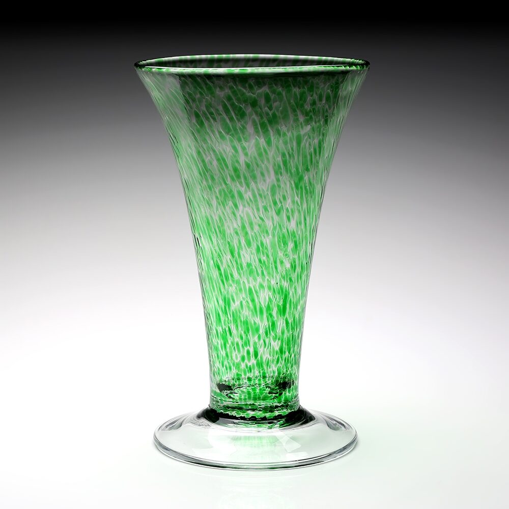 William Yeoward Vanessa Vase Forest Green 11" / 28cm in Forest Green, handmade crystal, detail view
