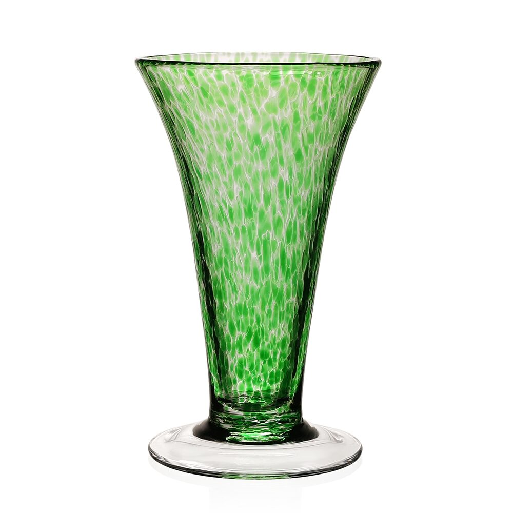 William Yeoward Vanessa Vase Forest Green 9" / 23cm in Forest Green, handmade crystal, on a white background
