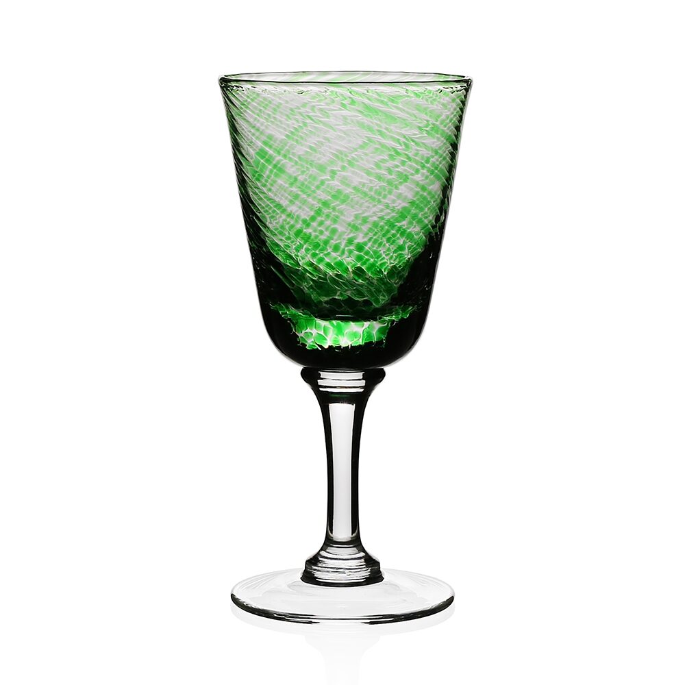 William Yeoward Vanessa Wine Forest Green in Forest Green, handmade crystal, on a white background