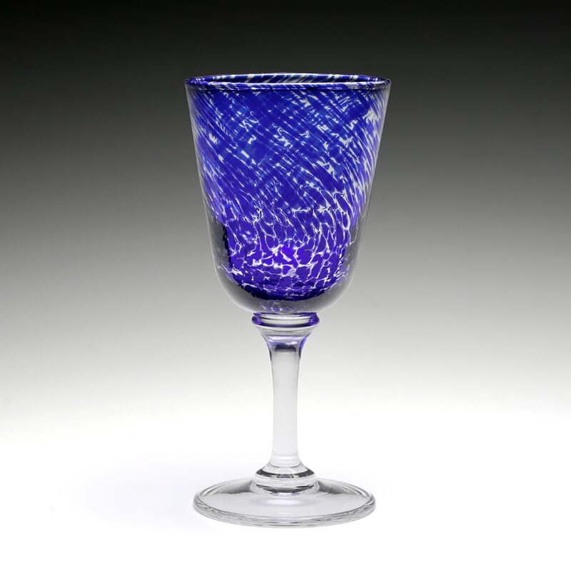 William Yeoward Vanessa Wine Sicilian Blue in Sicilian Blue, handmade crystal, detail view
