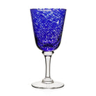 William Yeoward Vanessa Wine Sicilian Blue in Sicilian Blue, handmade crystal, on a white background