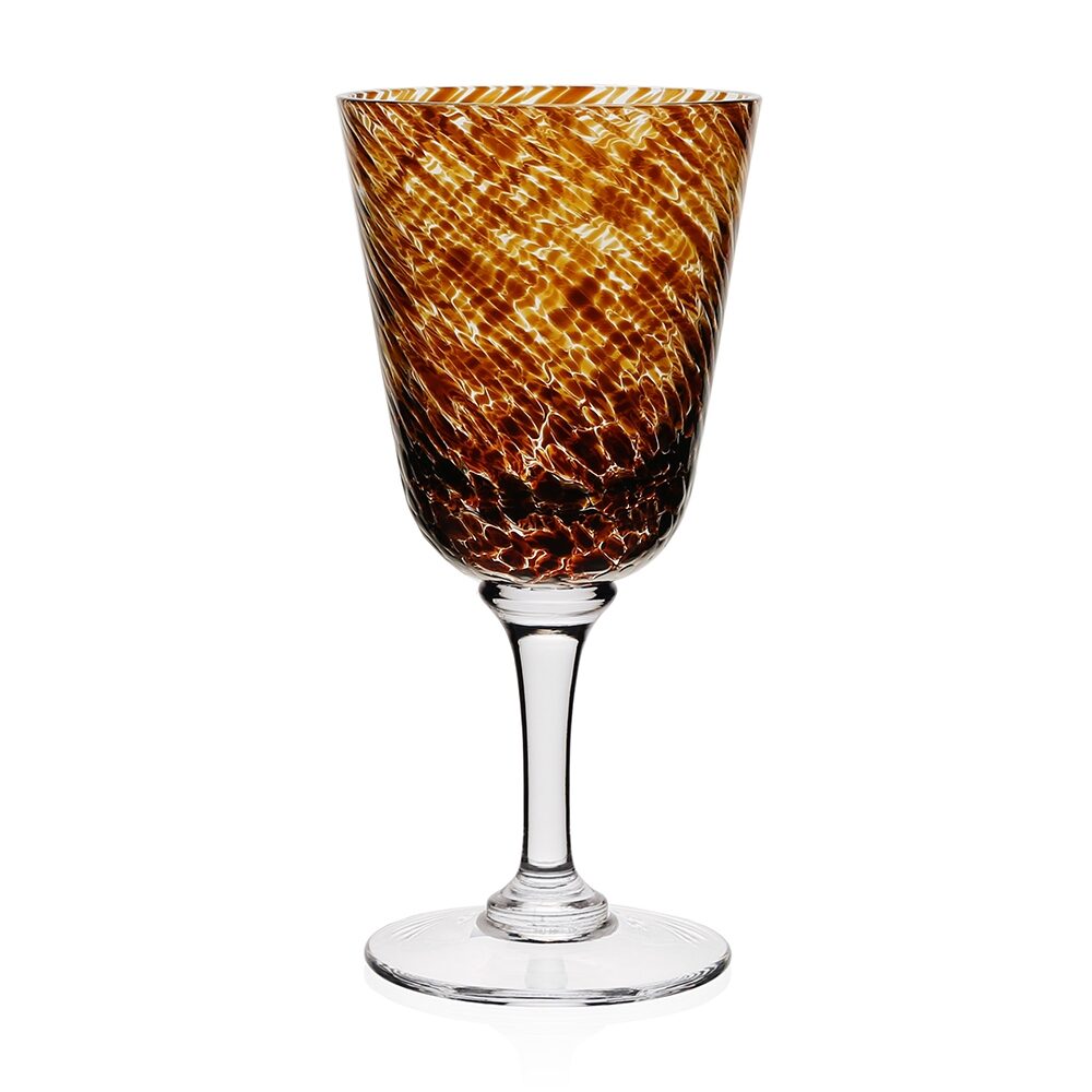 William Yeoward Vanessa Wine Tortoise in Tortoise, handmade crystal, on a white background