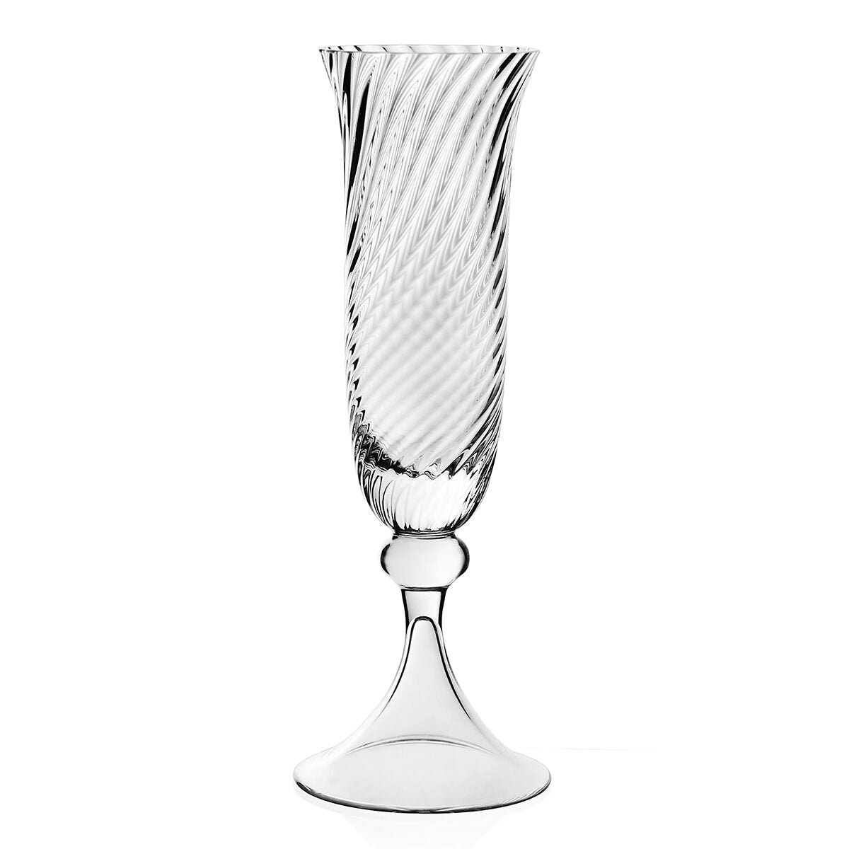 William Yeoward Venetia Champagne Flute, handmade crystal, on a white background