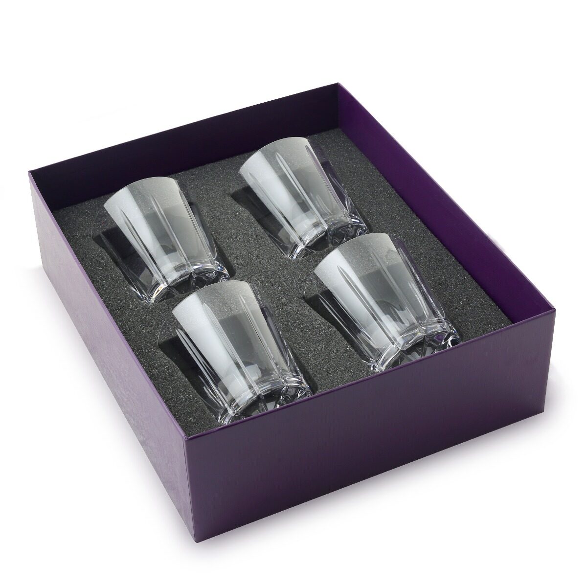 William Yeoward Vesper Gift Set of 4 Whisky Tumblers Conical, handmade crystal, on a white background