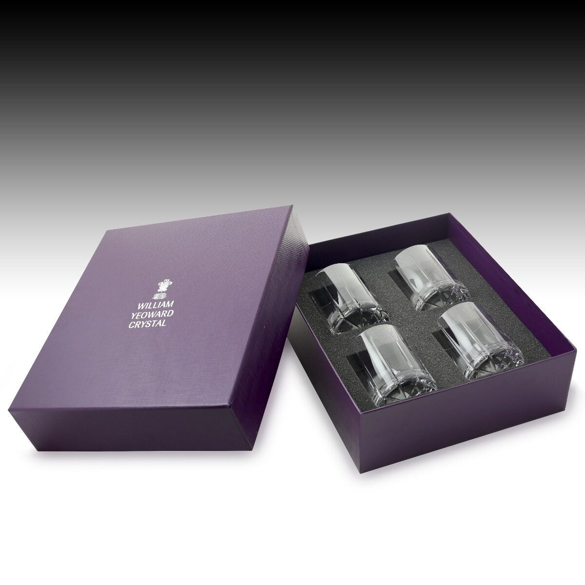 William Yeoward Vesper Gift Set of 4 Whisky Tumblers Straight, handmade crystal, detail view