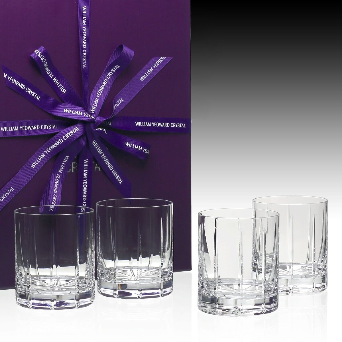 William Yeoward Vesper Gift Set of 4 Whisky Tumblers Straight, handmade crystal, detail view