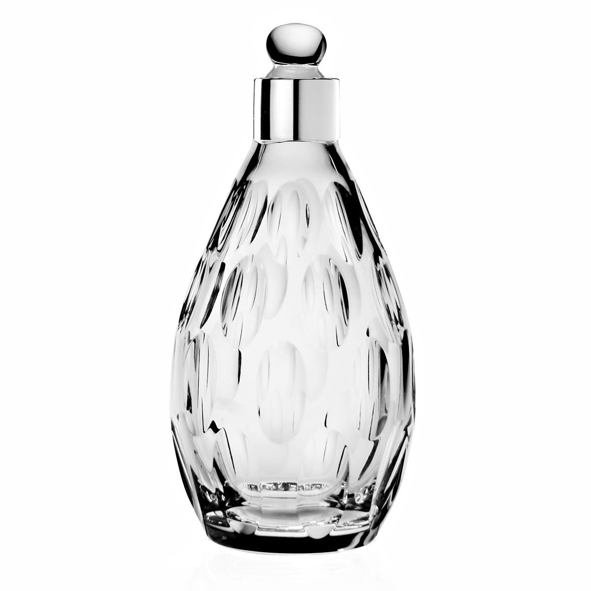 William Yeoward Victoria Scent Bottle Silver Collar, handmade crystal, on a white background