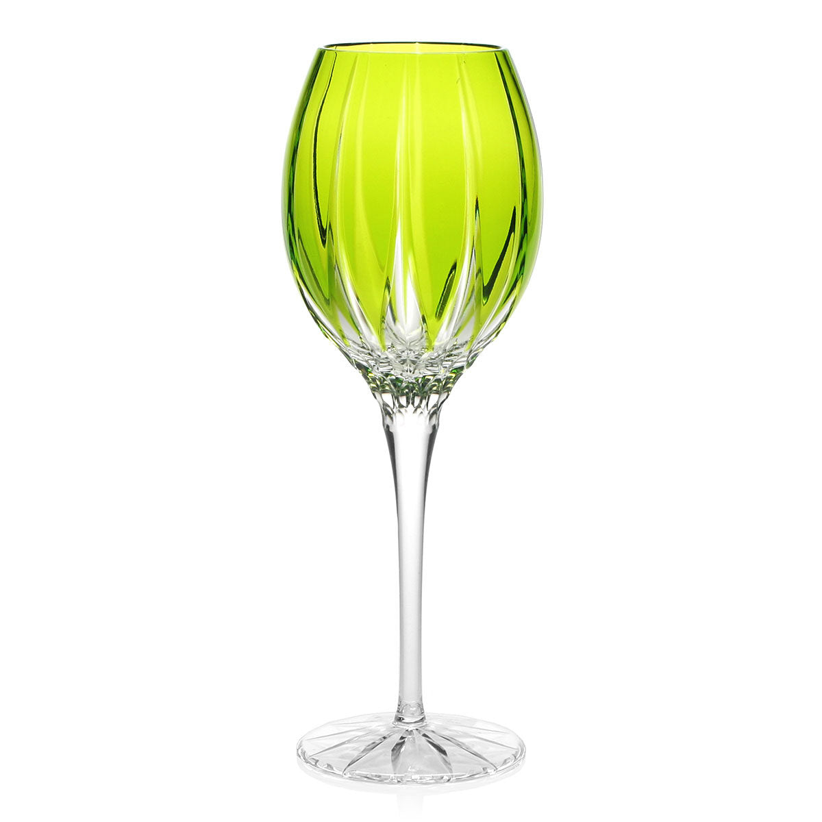 William Yeoward Vita Goblet Green in Green, handmade crystal, on a white background