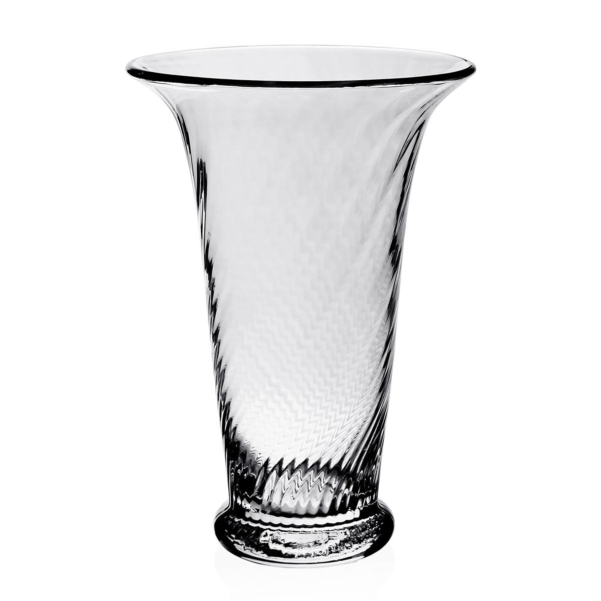 William Yeoward Waves Flower Vase 10" / 25.5cm, handmade crystal, on a white background