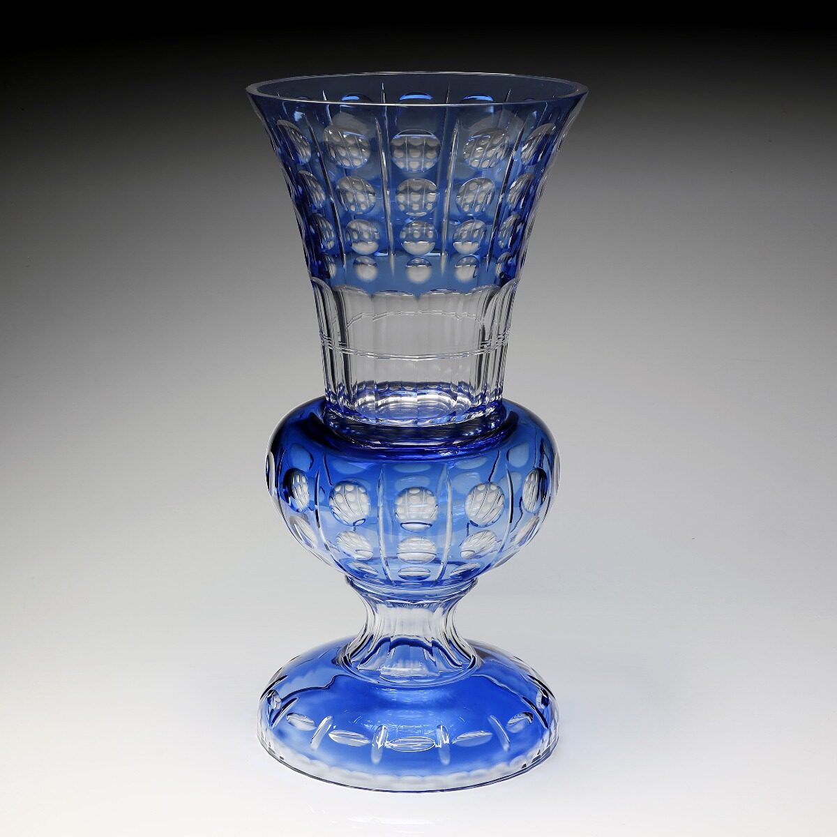 William Yeoward Xenia Light Blue Vase in Light Blue, handmade crystal, on a white background