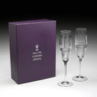 William Yeoward Zelda Gift Boxed Pair Champagne Flutes, handmade crystal, detail view